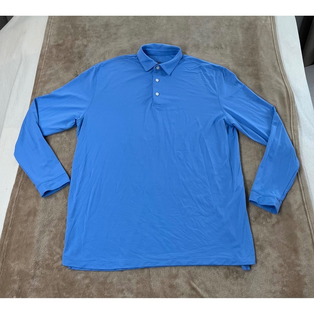 IBKUL‎ Long Sleeve Polo Shirt Men's XL Blue UPF 50+ Cool Feel Quick Dry Golf EUC